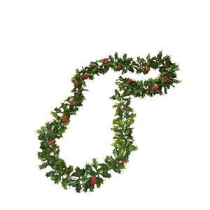 Vintage Artificial Holly Garland Red Berries Christmas Holiday Greenery 6 Feet
